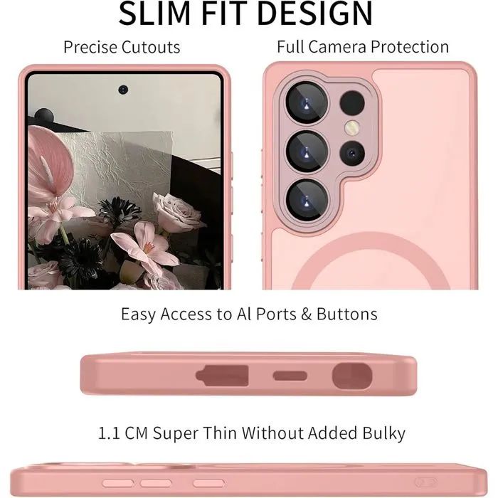 Матов magsafe кейс за samsung galaxy s26 ultra - розов - със защита на