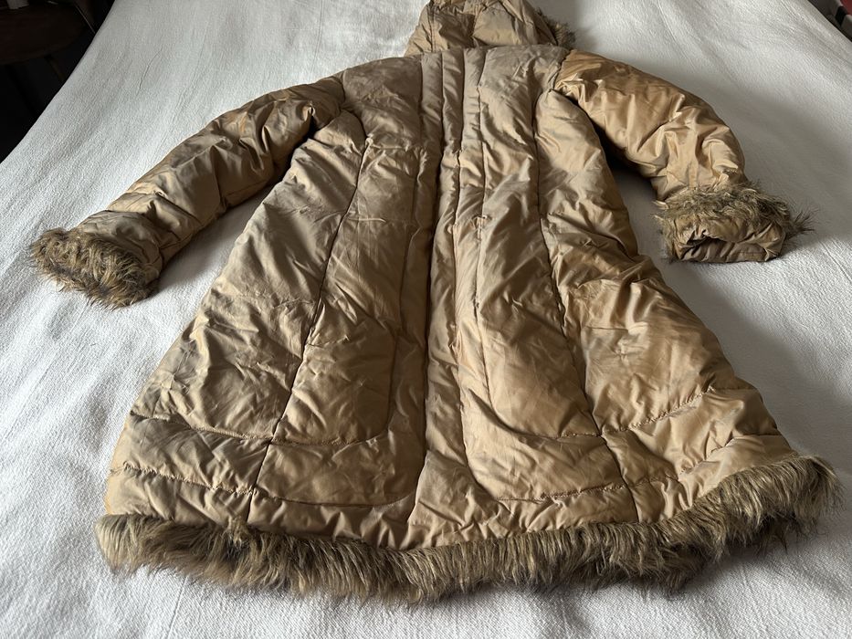 Geacă lungă cu blăniță glugă S-M