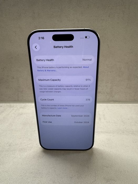 iPhone 16 Pro 128GB White 91% Battery