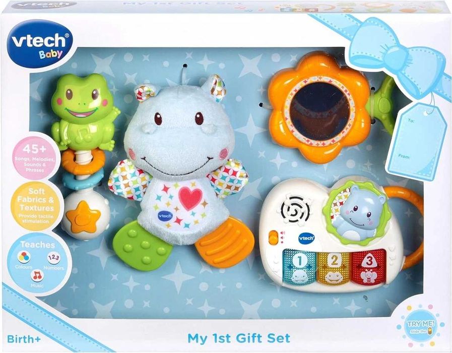 5 jucării bebe (Vtech My First Gift Set Blue + cadou)