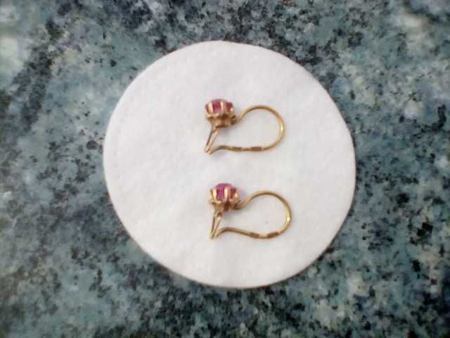 Серьги тюльпан золото 583 проба рубин СССР