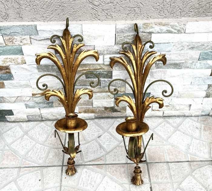 Elegante sfesnice perete din alama-Hans Kögl Hollywood Regency-Franta