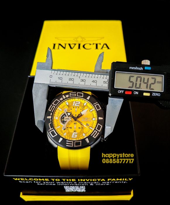 часовник INVICTA Pro Diver Yellow 50 mm, Инвикта нов