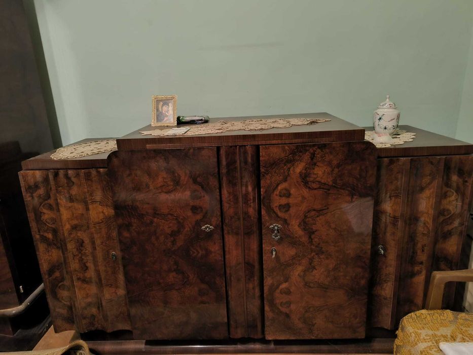 Set Mobilier Interbelic Art Deco Furnir Rădăcină de Nuc