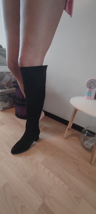 Cizme Dama Piele Întoarsă Toc de 7Cm
