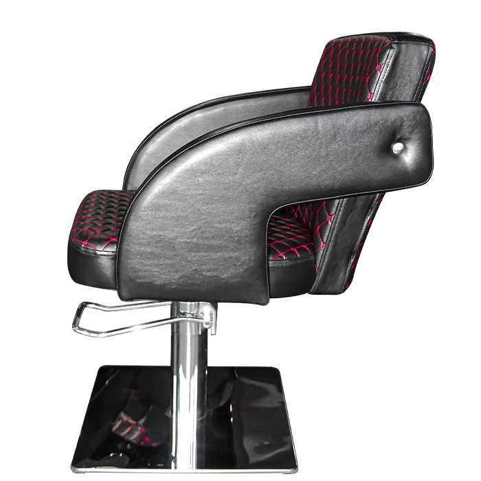 М1001 – черен с червени шевове професионален фризьорски стол