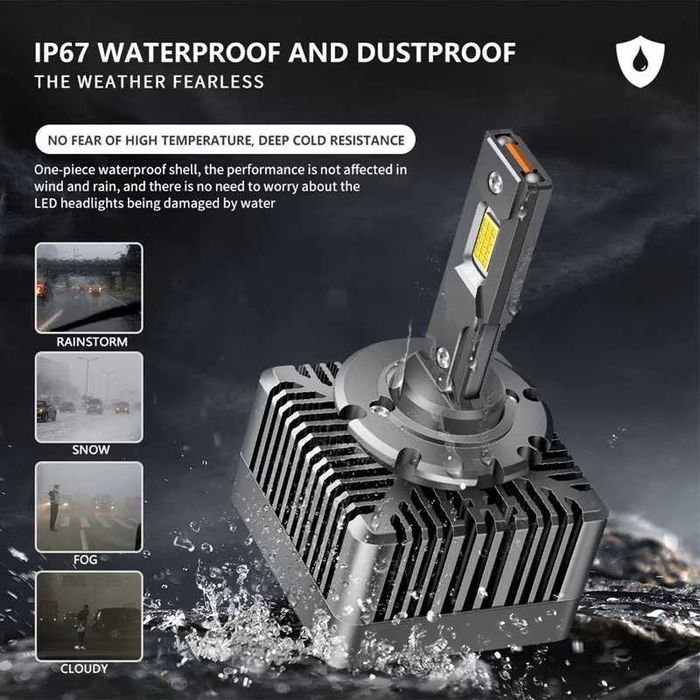 Set 2 becuri auto conversie HID> LED D1S D3S D2S D2R 100w 6000k Plug&P