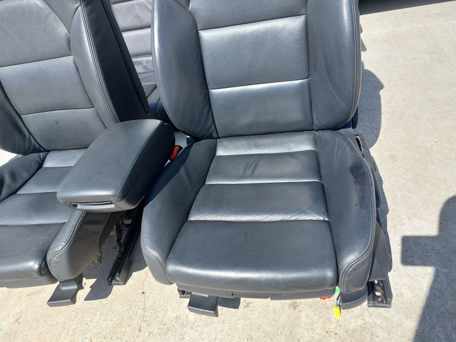Set interior S-line Sline Audi A6 C6 4F piele neagra model 2004-2011 scaune fata + banchete rabatabile + cotiera