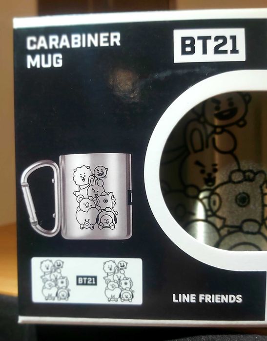 Cană Metalică BT21 Line Friends – "Carabiner Mug" (Nouă, Sigilată)