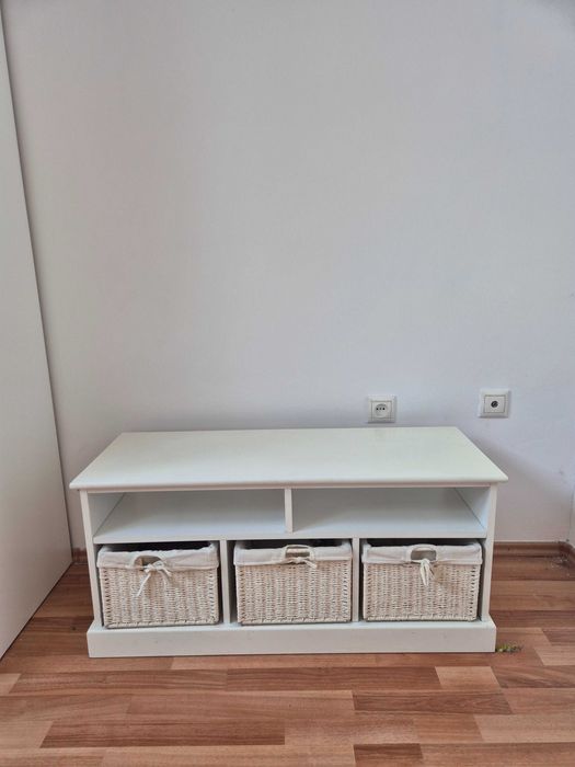 Bancă JYSK OURE cu 3 coșuri - alb