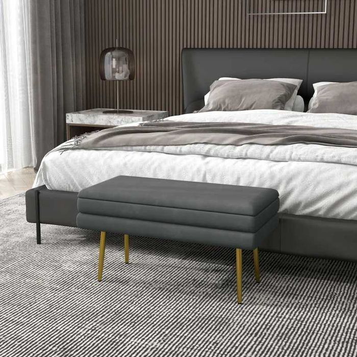 HOMCOM Тапицирана пейка с място за съхранение, стомана, 79,5 см x 37,5 см x 43 см