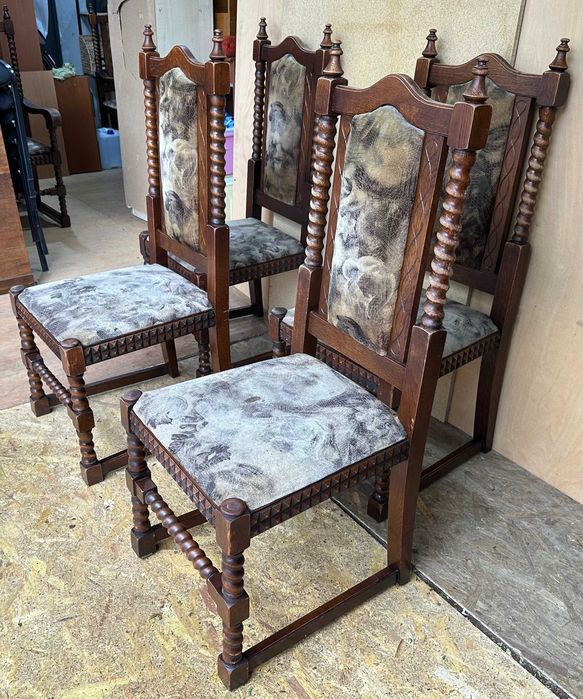 4 buc Scaun Vintage din lemn masiv sculptate stil Baroc