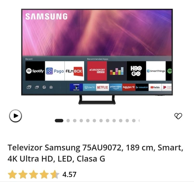 Tv Samsung smart 189 cm Uhd.4k. Defect
