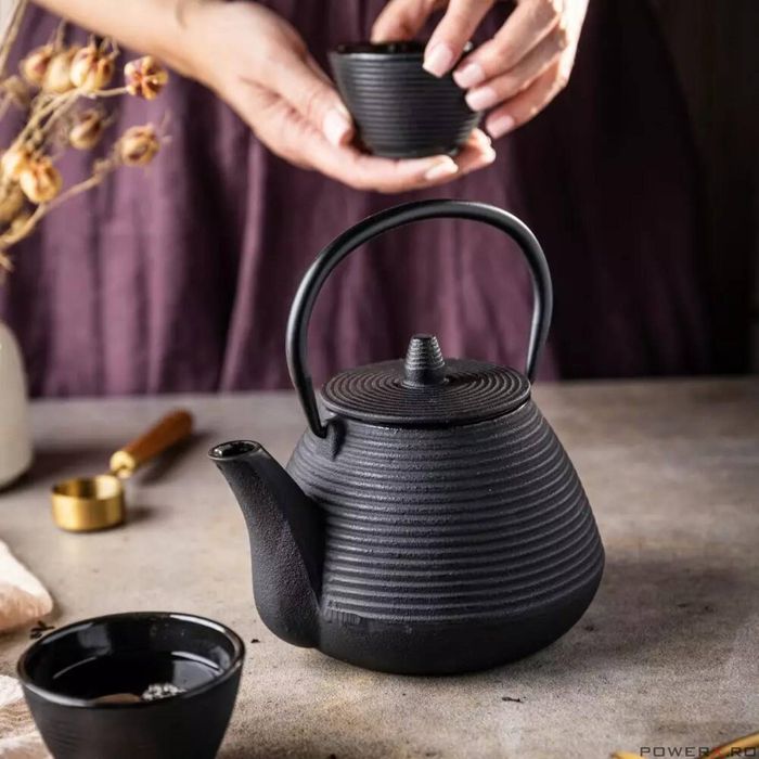 Ceainic din fonta cu filtru si doua cani, 1L, KingHoff