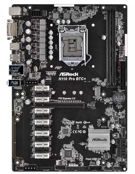 Дъно Дънна платка ASRock H110 Pro BTC+ 13GPU Mining Crypto BTC ETH