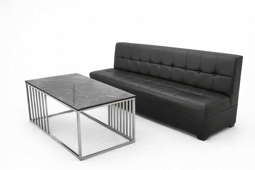 Замонавий дизайнга эга эко кожа диван ва журнал столи тўплами