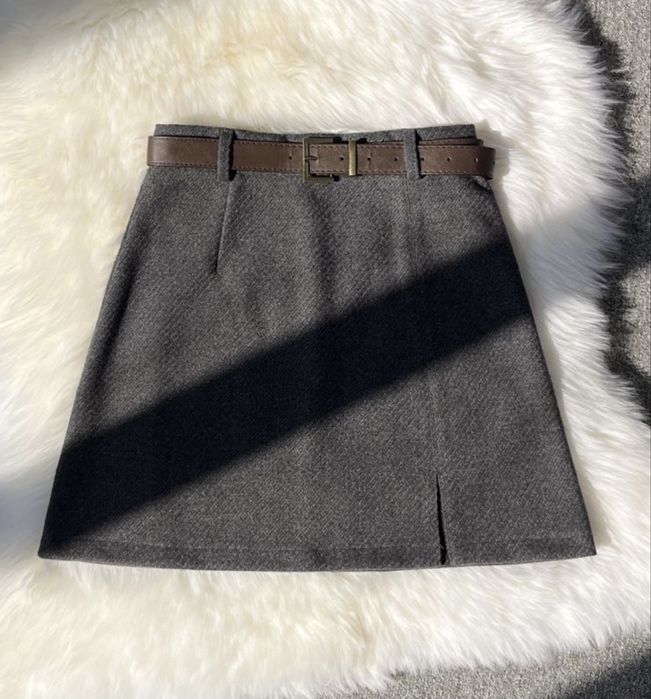 Юбка, прямая серая