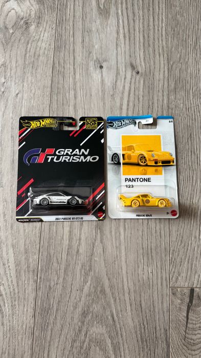 hot wheels silver series porsche 934.5 pantone chase +  porsche gt3rs premium gran turismo