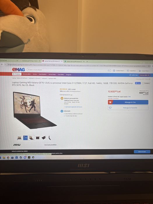 Vand Laptop gaming MSI katana GF76 12UG