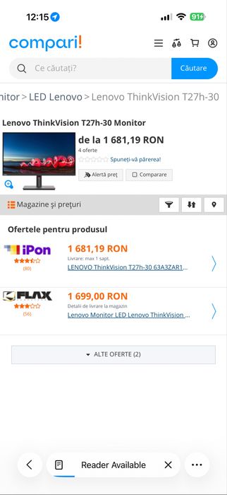 Monitor LED IPS Lenovo ThinkVision T27h-30, 27", QHD (2560 x 1440), 60Hz, 4ms