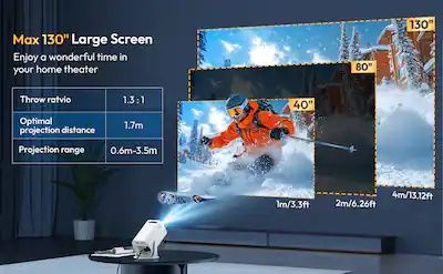 Промо Цена!Преносим Smart 4К Android WiFi Проектор с 12000lumen Автоматично трапецовиднo изкривяване