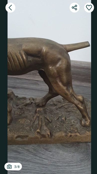 Caine de vanatoare-Statueta din bronz masiv