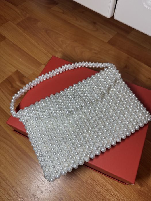 Geantă / Poșetă de seară handmade din perle (căptușită) - NOUĂ