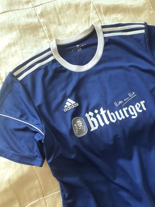 Tricou Adidas Climalite original L-XL navy fotbal Bitburger nr. 15 nou premium