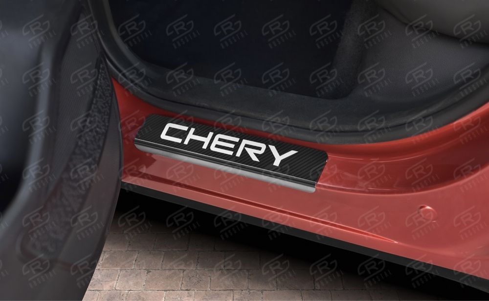 Акция! Накладки на пороги (карбон, нержавейка) Chery Tiggo 7 Pro