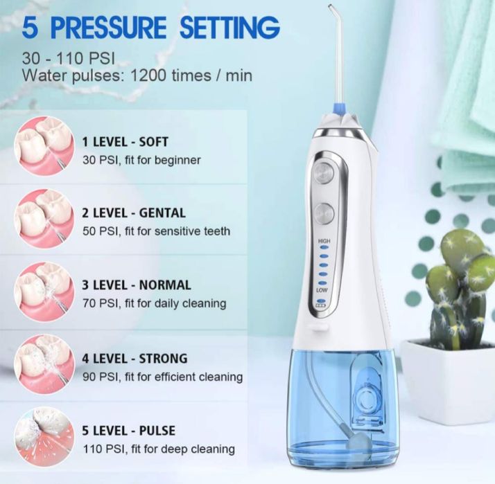 Електрически зъбен душ, четка за зъби, почистване на език, брекети