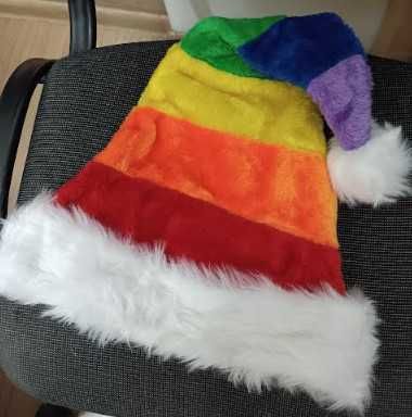 Коледна шапка Rainbow, многоцветна, топла коледна шапка на Дядо Коледа