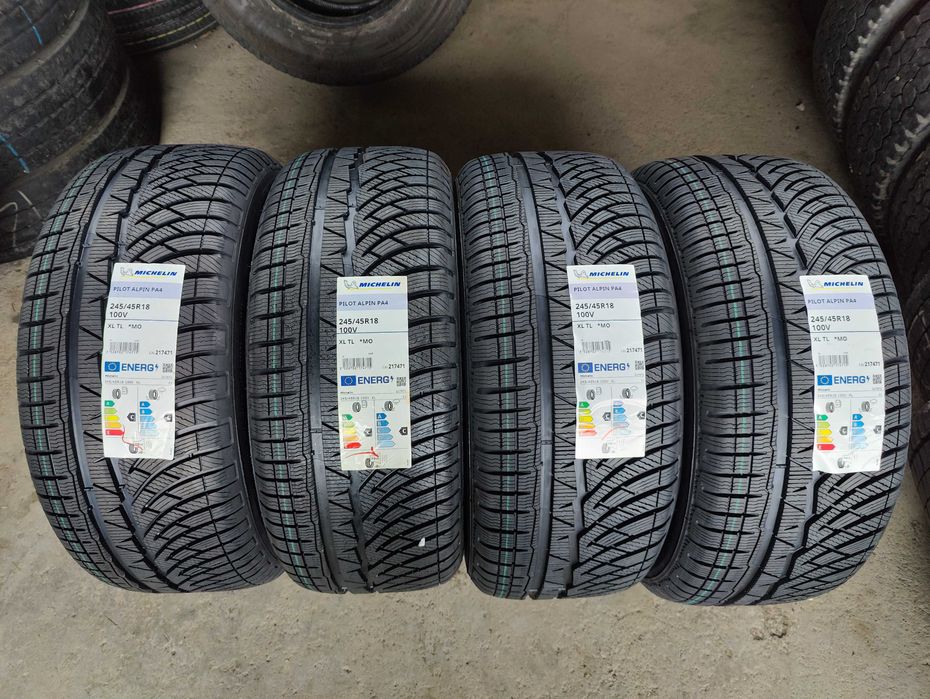 4 Нови зимни гуми 245/45R18 Michelin Pilot Alpin PA4 MO (*) XL 100V M+S 3PMFS с борд