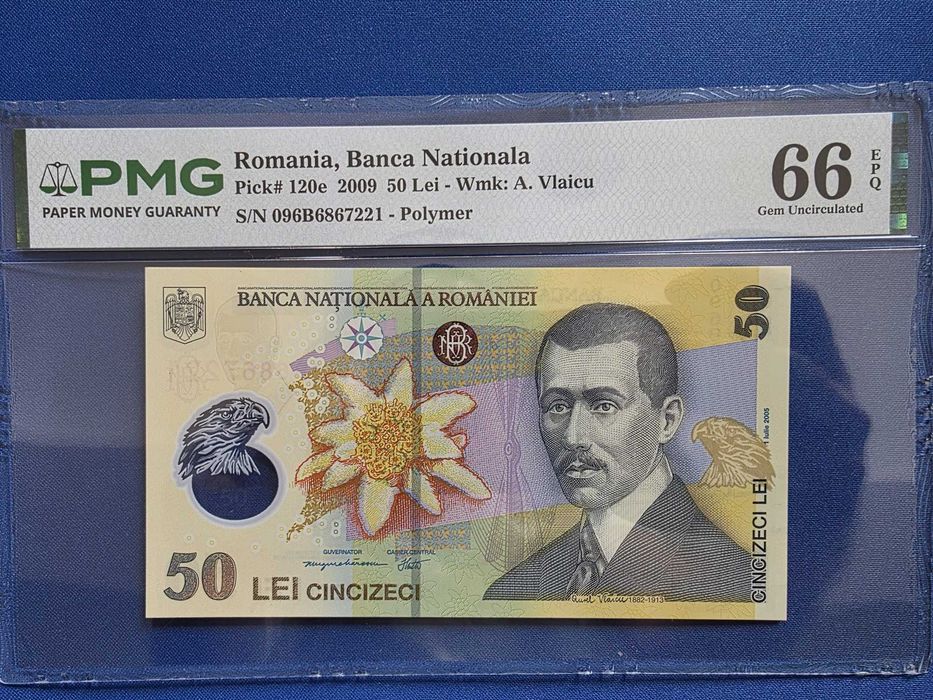 Bancnote 50 lei 2008 si 2009 PMG 66 UNC