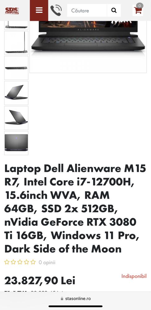 Dell Alienware M15 R7, i7-12700,RTX 3080 Ti 16GB,Ram32GB,SSD 1TB