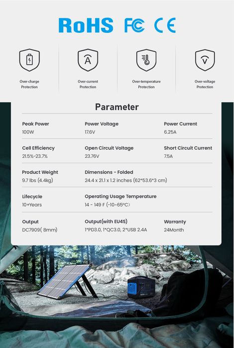Panou Solar Portabil Xtar SP100, 100W
