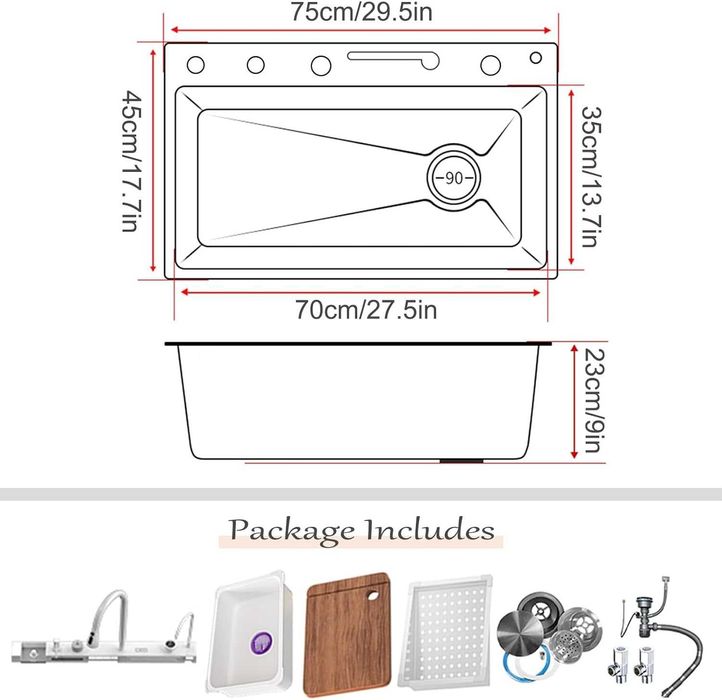 Модерна бяла мултифункционална кухненска мивка с двоен водопад W12WW