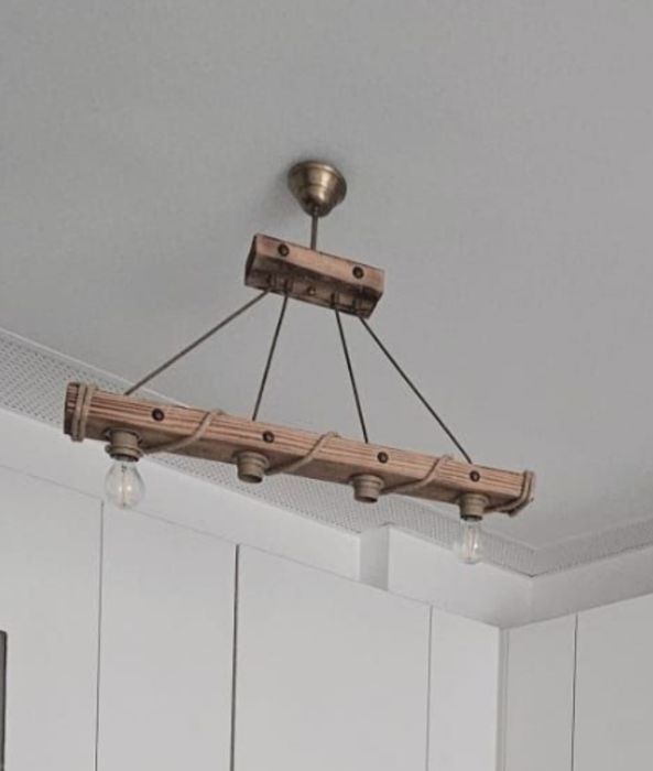 Lustră lemn cu 4 Becuri E27 60cm