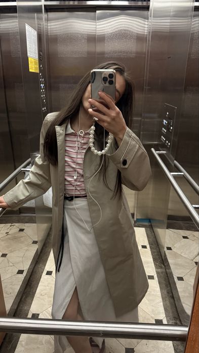 Zara тренч прямой с поясом