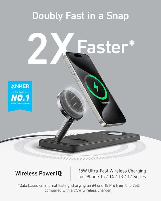 Anker 3in1 — Беспроводная 15W Быстрая Зарядная Станция. Есть доставка