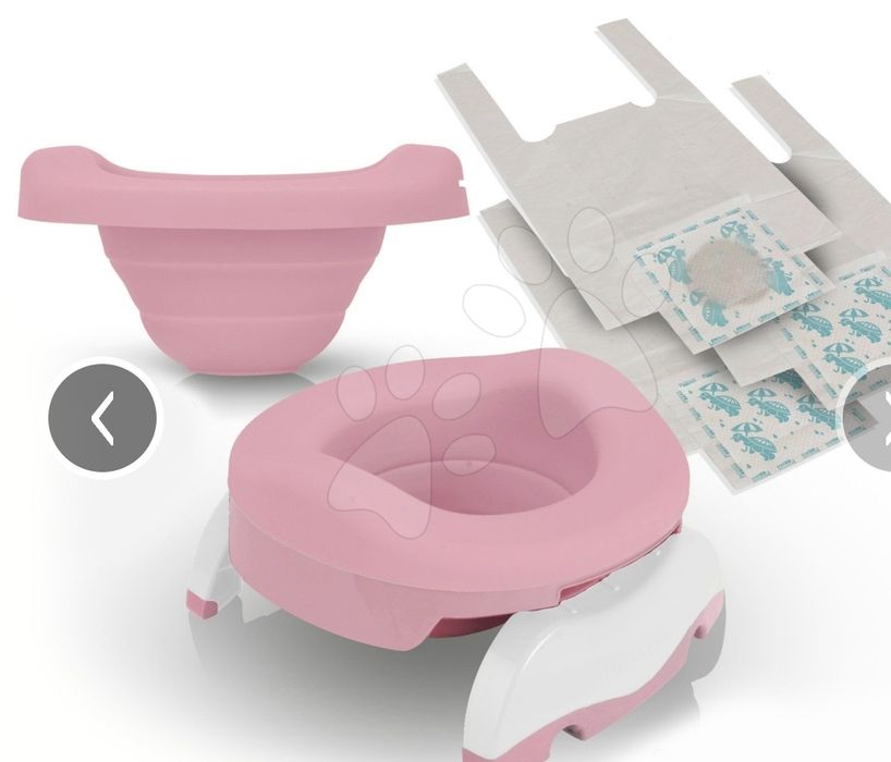 Set oliță de călătorie/reductor WC Potette Plus 2in1 Kalencom cu absorbant de silicon roz + 8 bc.de pungi