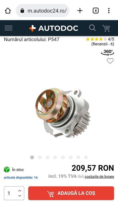 Pompa apa autoturism