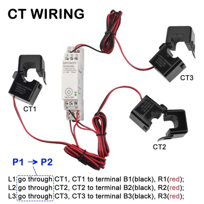 100A Tuya Двупосочен трифазен електромер