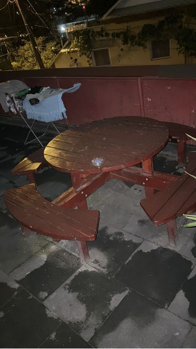 Masa lemn masiv tare stabila rezistenta lacuita terasa marimi le poze