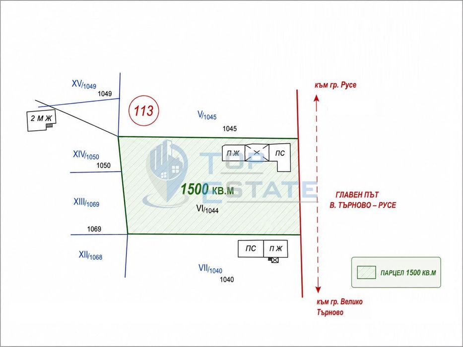 Парцел в регулация на главен път Русе - В. Търново в село Поликраище,