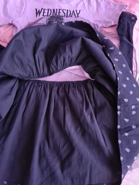 Комплект Рокля Wednesday Adams с мрежести ръкавици 6-8 г и обувки