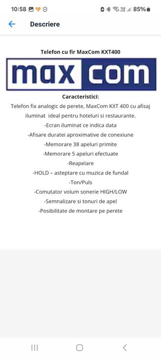 Telefon cu fir MaxCom KXT400, Grey