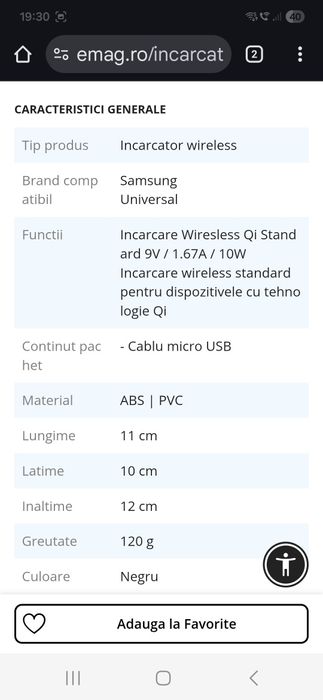 Incarcator wireless Samsu și smartwach Samsung 250 leing
