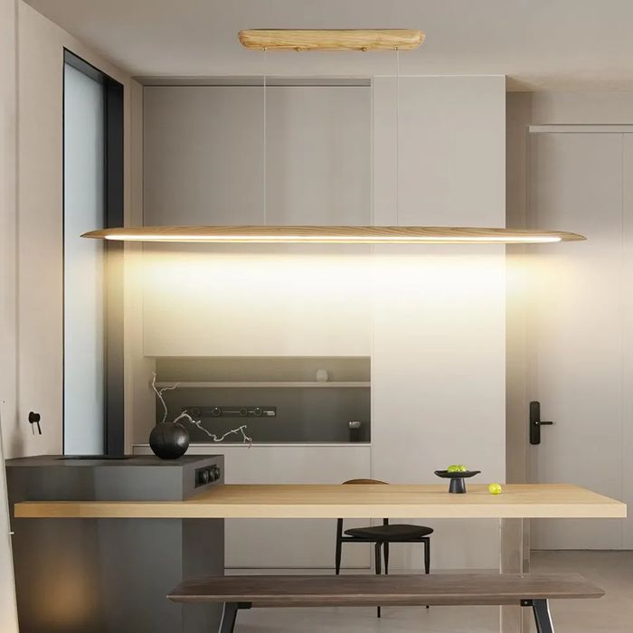 Дървена линейна висяща LED лампа Mikeru 130 см, димируема