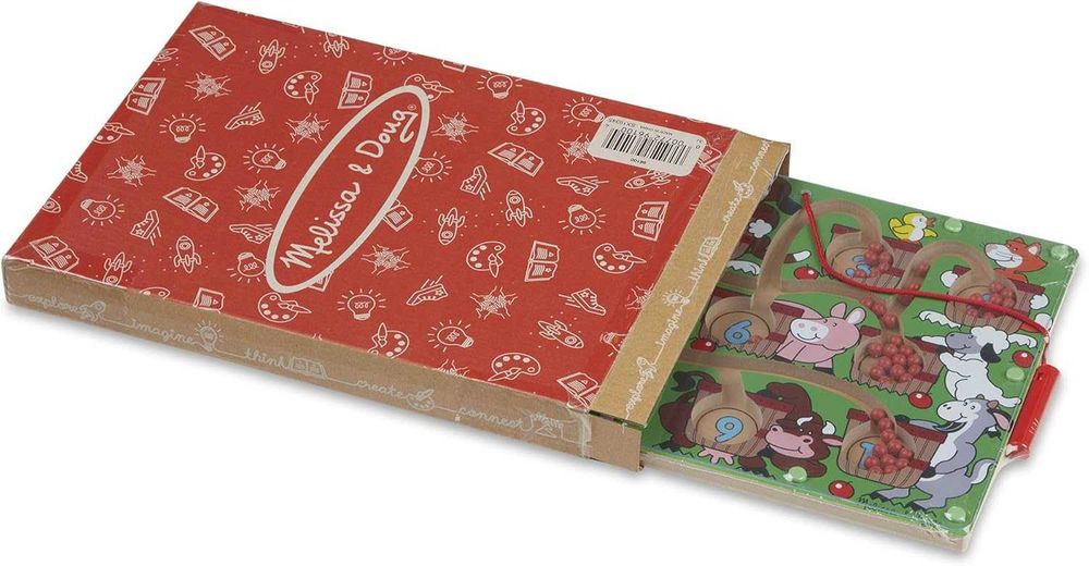 Дървен магнитен лабиринт с цифри Melissa & Doug Ферма