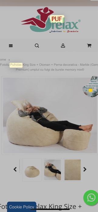 Fotoliu Puf relax bej , mare, disponibil imediat pana 16.03.2026